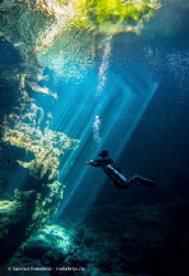 The position of our diveguide David and the lightrays fro... by Sabrina Inderbitzi 
